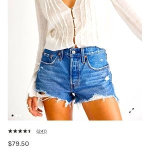 Levi’s 501 high rise short denim shorts